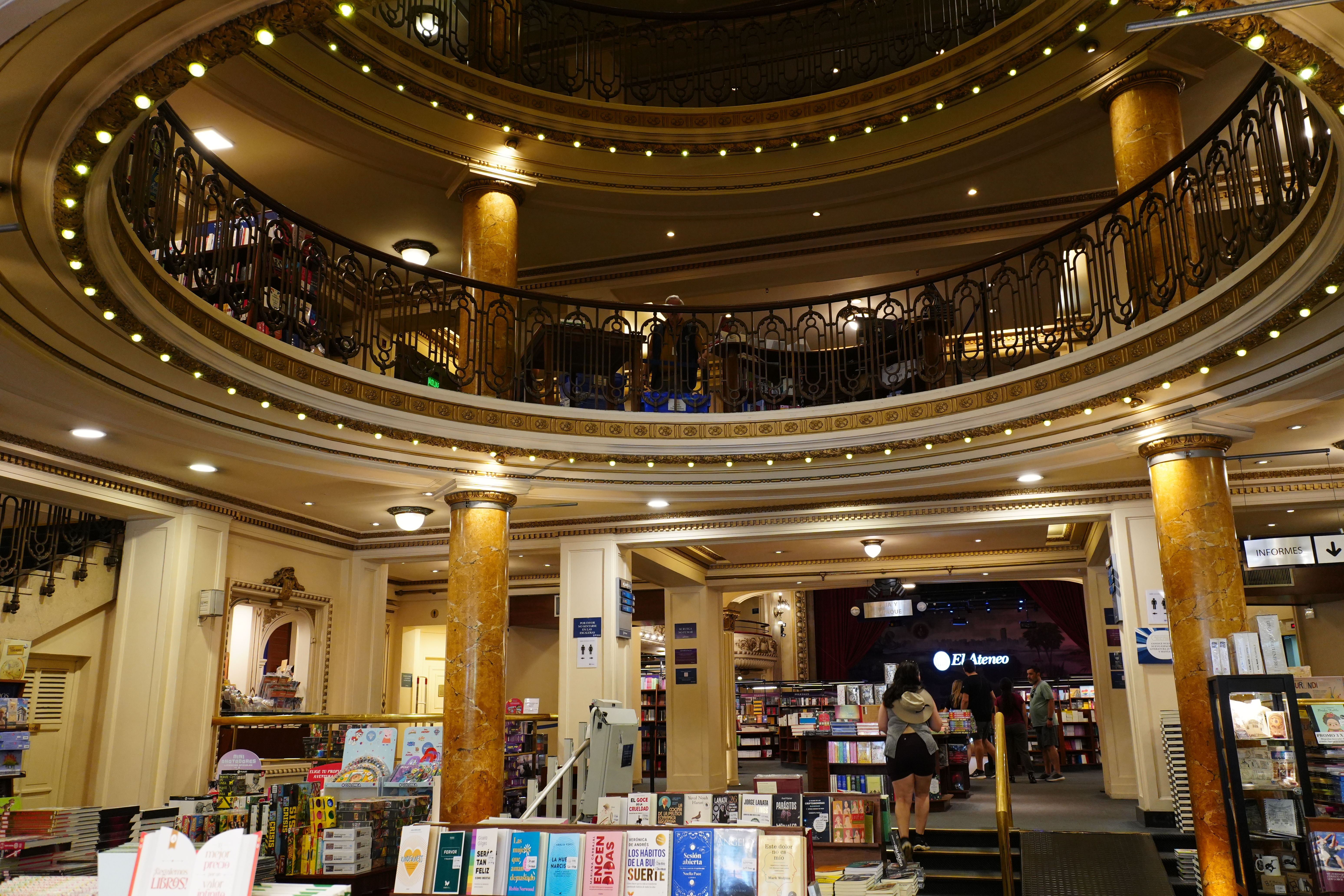 View of upper balcony from below inside El Ateneo.